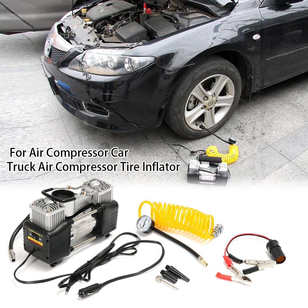 12V Air Compressor Portable Pressure Pump Set Car Mounted Electric Air Pump With Pressure Gauge And Automatic Inflation Pump