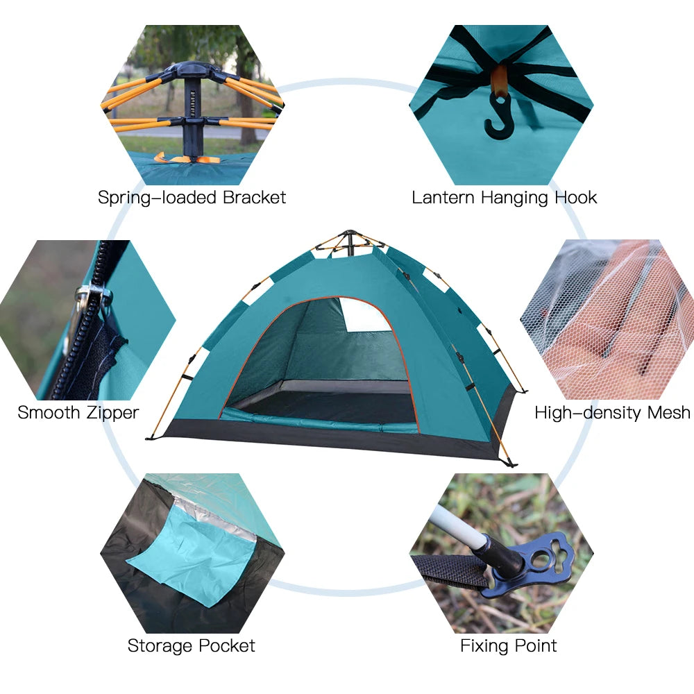 Outdoor Pop Up Tent Water Resistant Portable Camping Family