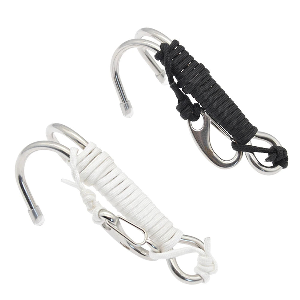Double Head Diving Drift Reef Hook Stainless Steel Lanyard