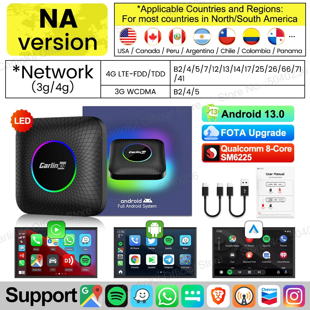 CarlinKit Car Intelligent Systems Wireless Android Auto Wireless CarPlay Smart TV Box For Netflix IPTV Android 13 CarPlay Ai Box