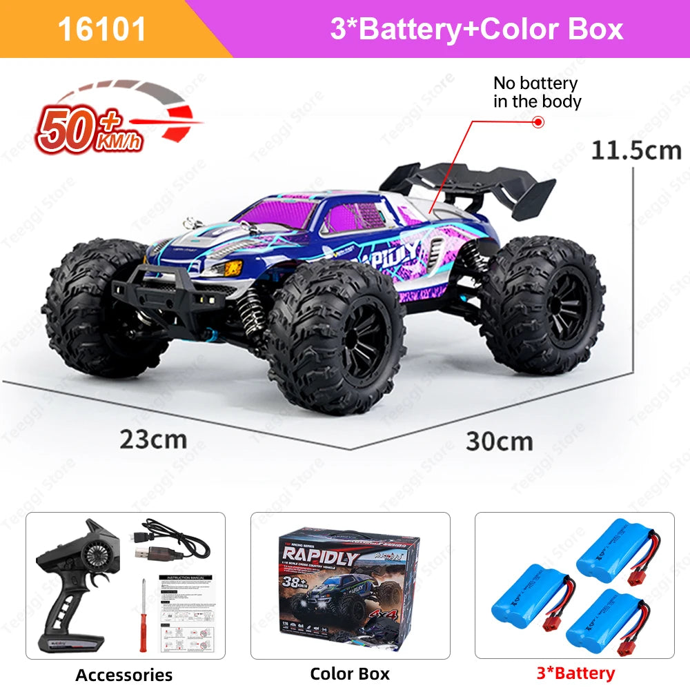 16102 PRO 1:16 High Speed RC Car With LED Light Drift 70KM/H 4WD 16101 pro RC Off-Road Car Monster Truck Toy For Kid Gifts