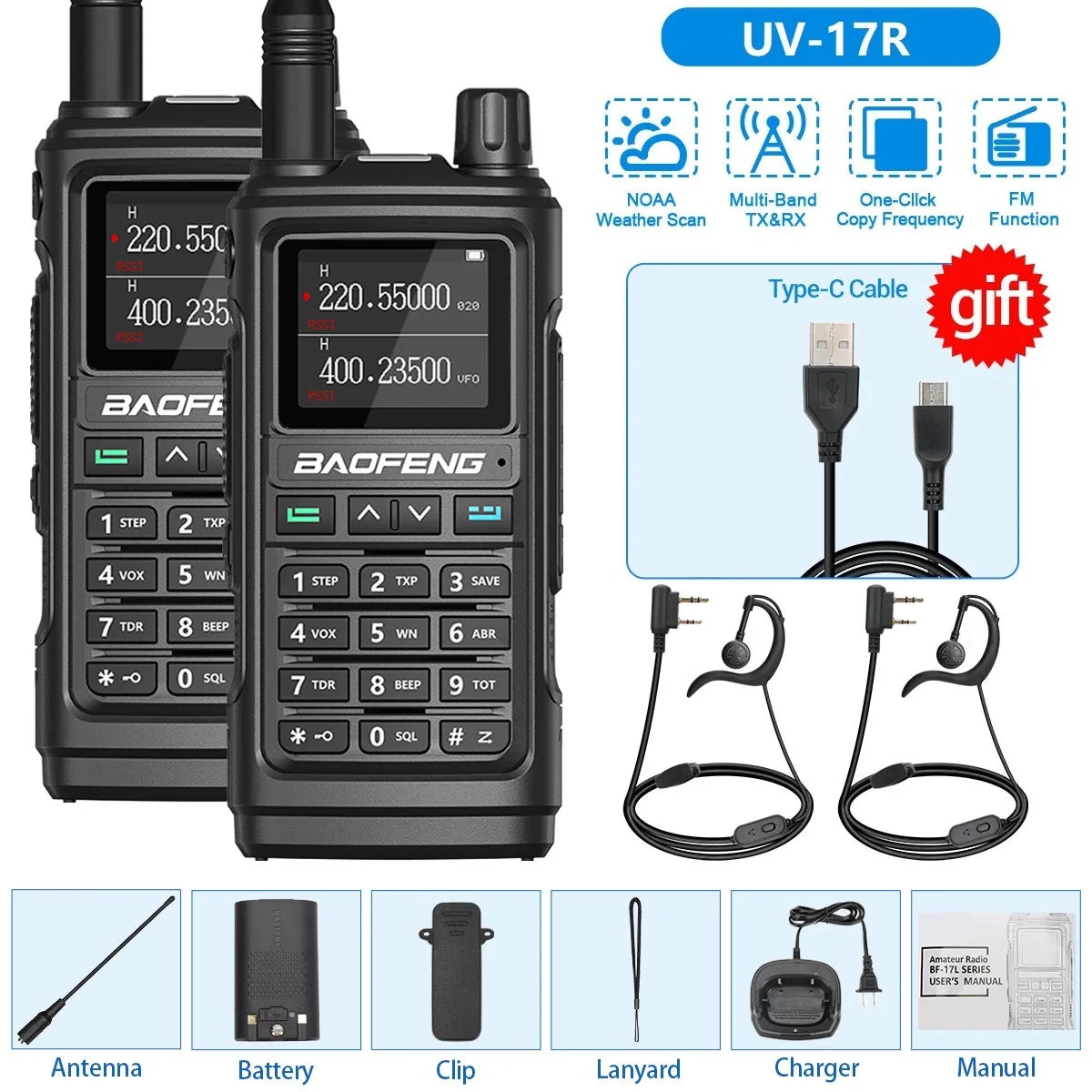 Baofeng UV 17R Walkie Talkie Tri Band Long Range 5W