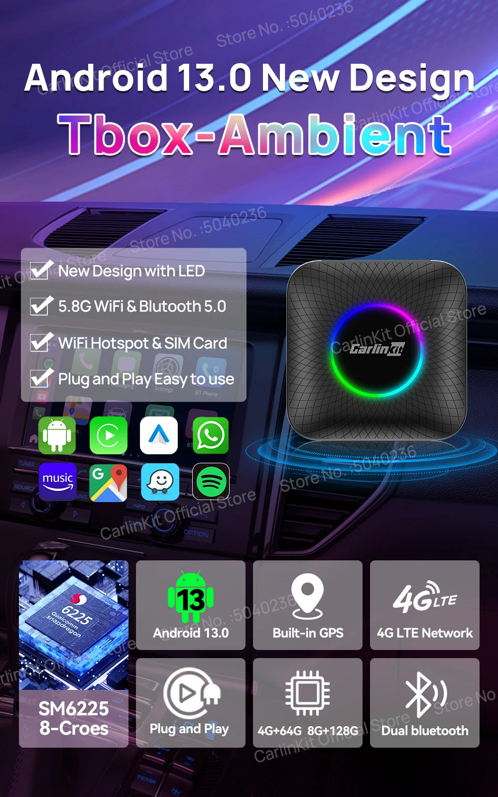 CarlinKit Car Intelligent Systems Wireless Android Auto Wireless CarPlay Smart TV Box For Netflix IPTV Android 13 CarPlay Ai Box