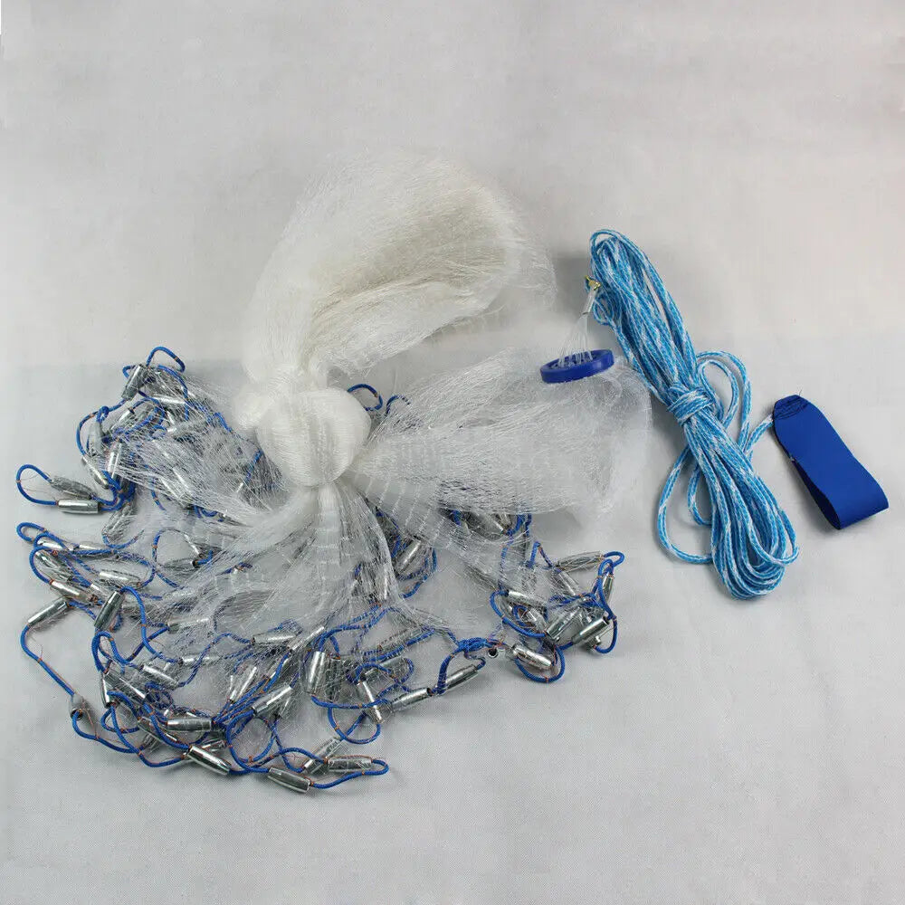 14ft Hand Cast Fishing Net Add diffuser Bait Dense Mesh Netting Hollow Sinker Durable 4.2M Full Spread Mesh