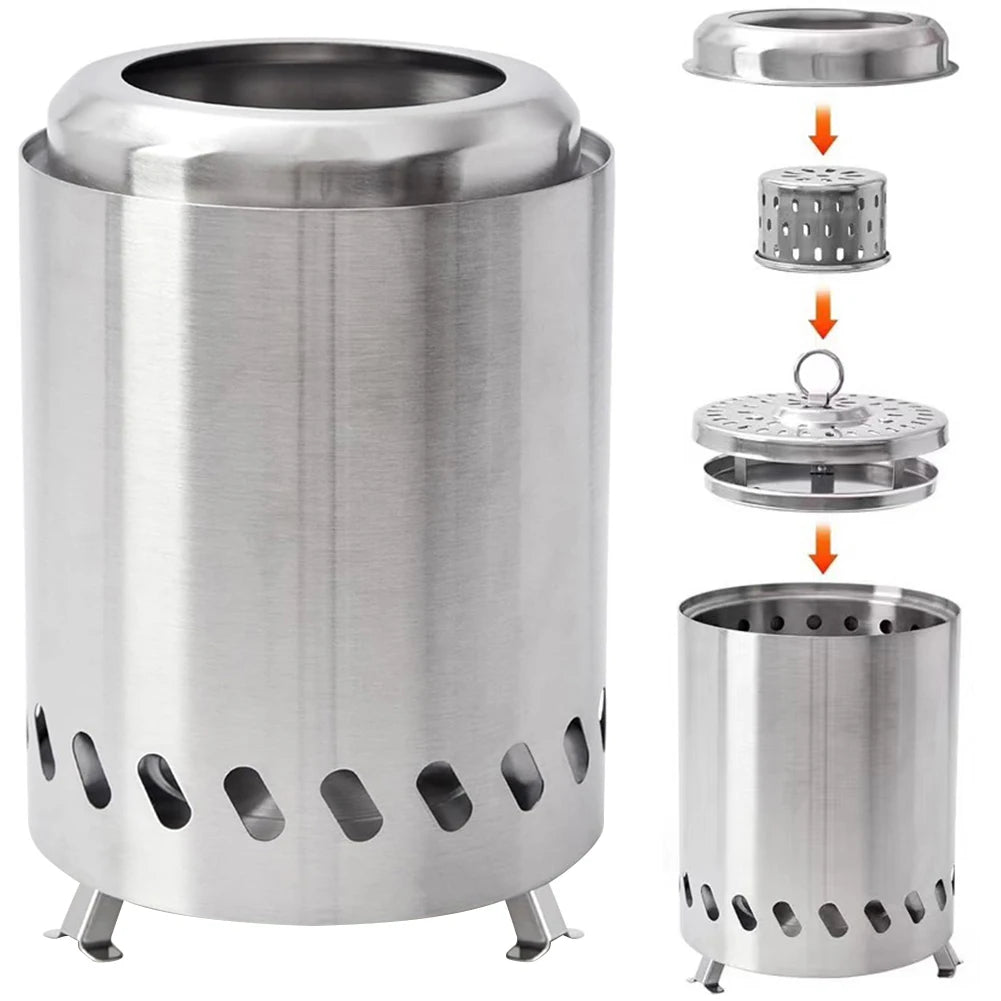 Smokeless Tabletop Fire Pit Stainless Steel Mini Tabletop Firepit Indoor Outdoor Table Top Firepit for Patio and Outdoor Camping