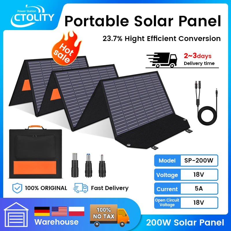 Ctolity 200W Solar Panel Kit Waterproof Generator US EU