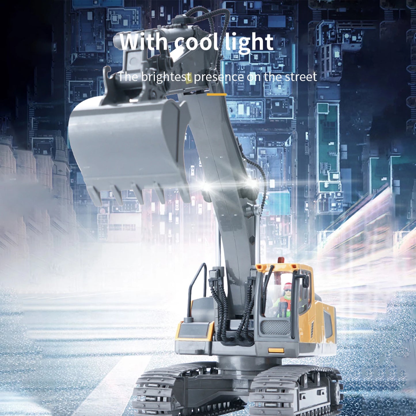 RC Excavator 1/20 2.4GHz 11CH RC Construction Truck Engineering Vehicles Educational Toys for Kids with Light Music