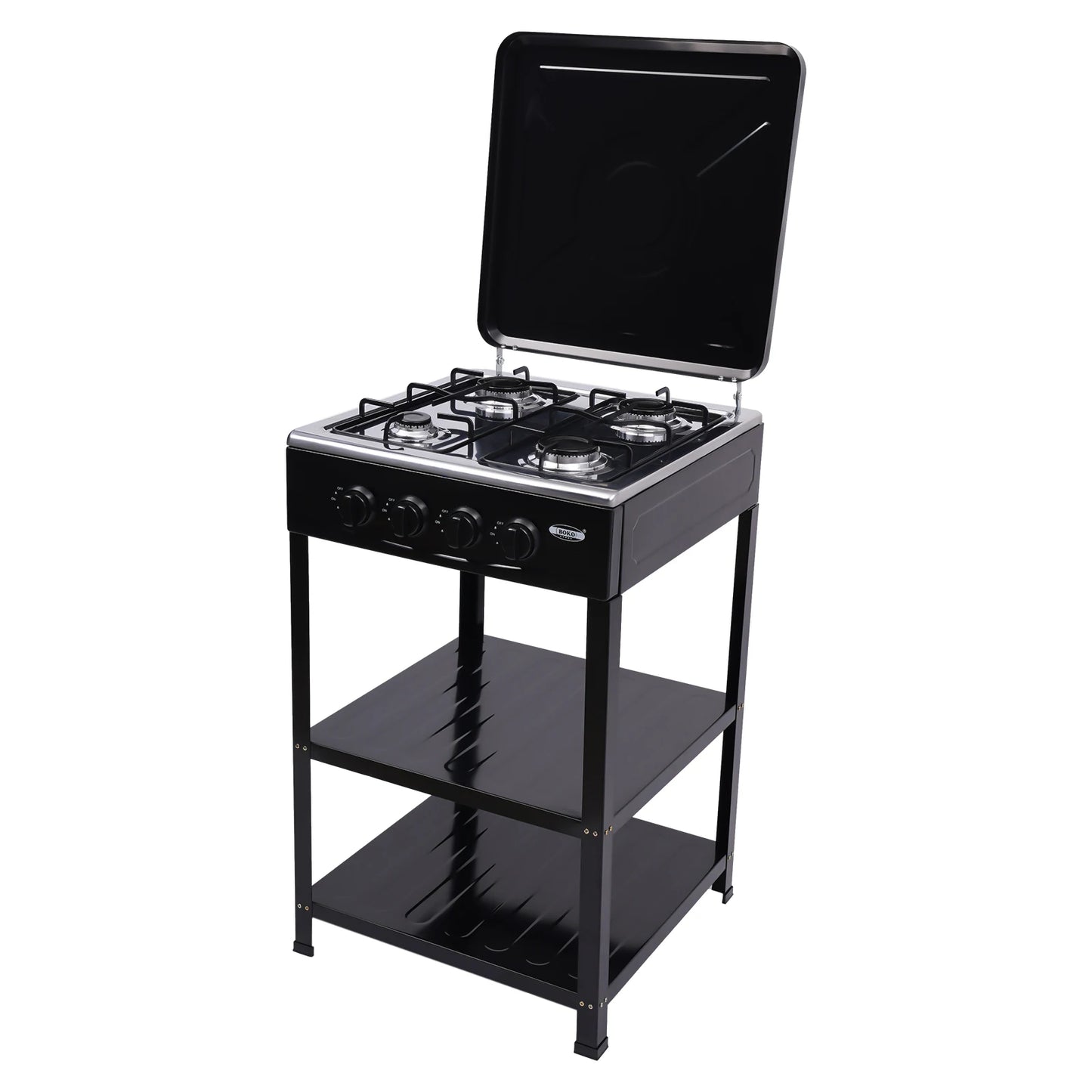 4 Burner Portable Stove Cooker BBQ Grill Windshelter Natural Gas Camping Freestanding Stove For Family Outdoor Activities