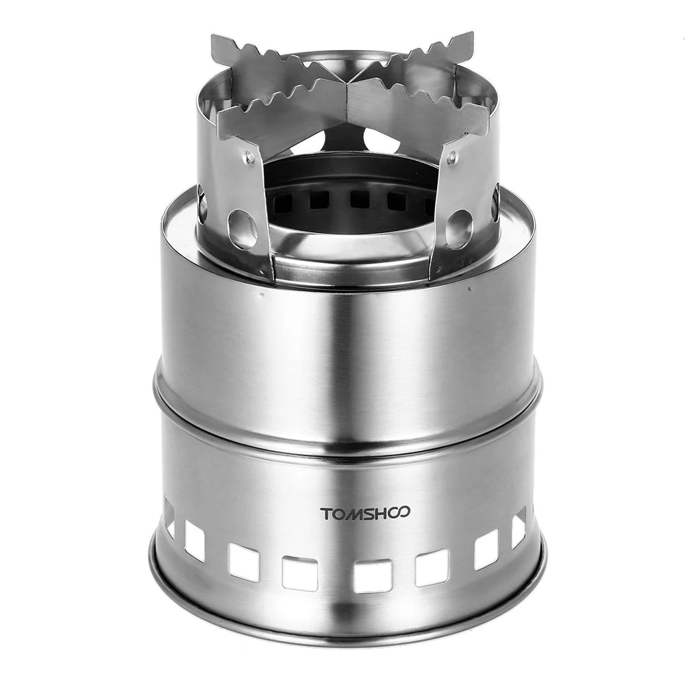 Folding Windproof Wood Burning Stove Compact Stainless Steel Alcohol Stove Outdoor Camping Hiking Backpacking Picnic BBQ