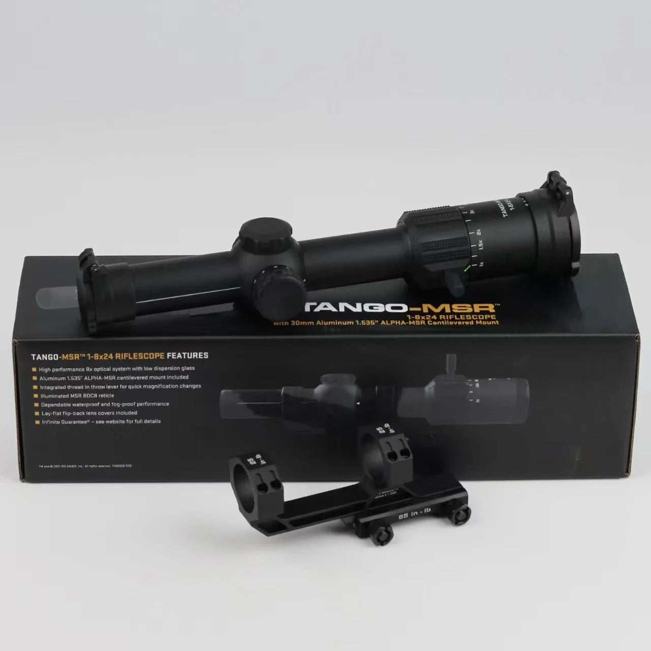 TANGO MSR 1-8x24mm Riflescope Illuminated Waterproof Fog-Proof Reticle with Alpha MSR Cantilever Mount for Tactical Hunting
