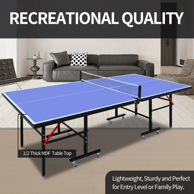 8Ft Mid Size Foldable & Portable Ping Pong Set For Indoor Games With Net 2 Table Tennis Paddles And 3 Balls