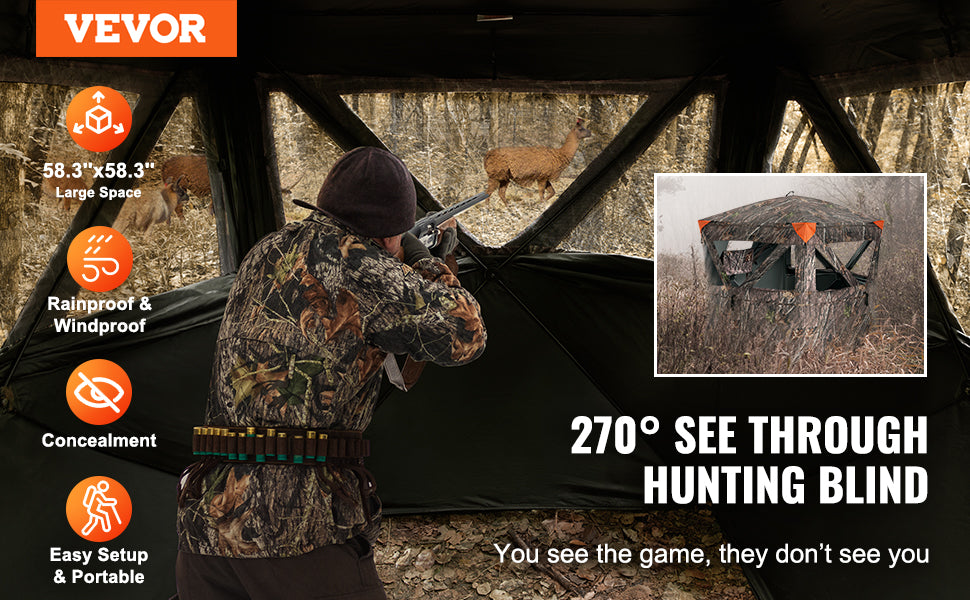 VEVOR Hunting Blind See Through Ground Blind 2 3 Person