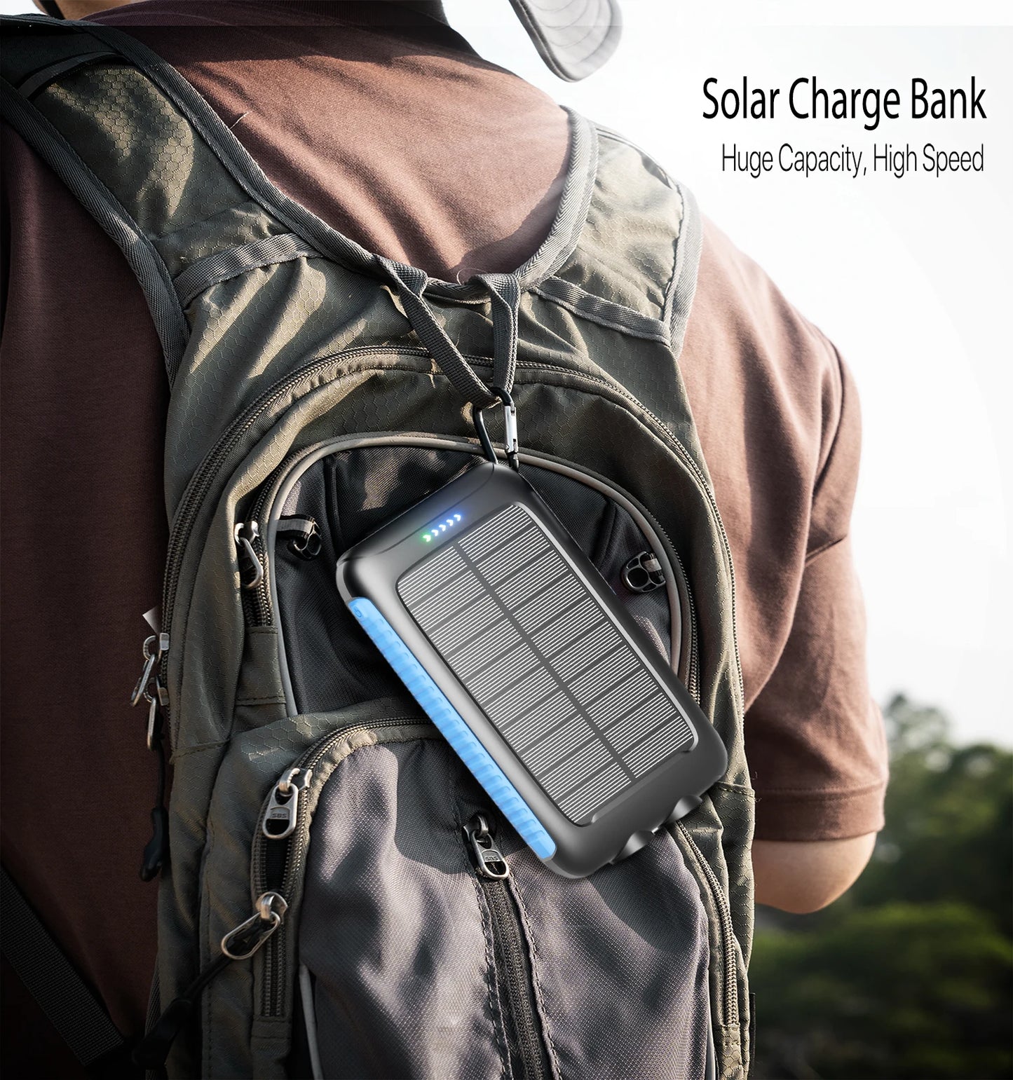 38800mAh Solar Power Bank Dual USB Waterproof Fast Charging
