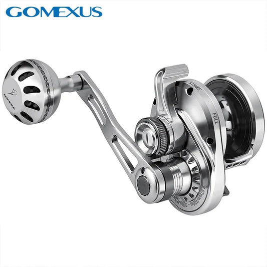 GOMEXUS Slow Pitch Jigging Reel LS20 CNC All Aircraft Grade Aluminum Body Lever Drag Right Hand Conventional Reel