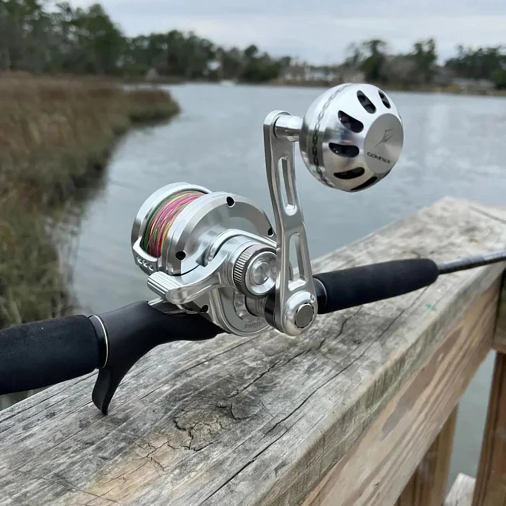 GOMEXUS Slow Pitch Jigging Reel LS20 CNC All Aircraft Grade Aluminum Body Lever Drag Right Hand Conventional Reel