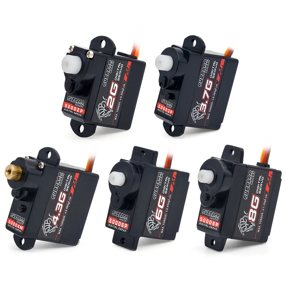 RC Airplane Digital Servo 2g 3.7g 4.3g 6g 8g Micro Plastic Gear Mini Servos for 1/24 RC Car Airplanes Fixed-wing Helicopter