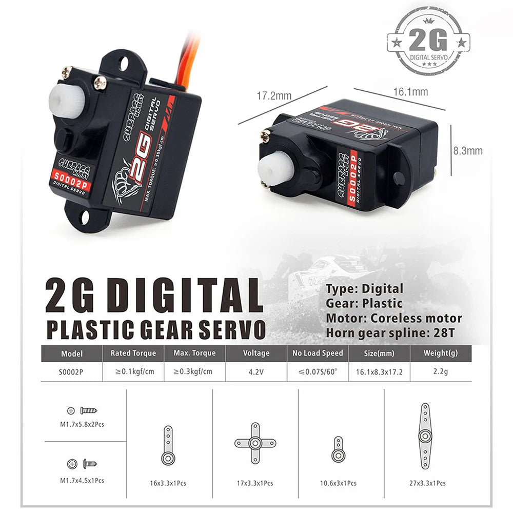 RC Airplane Digital Servo 2g 3.7g 4.3g 6g 8g Micro Plastic Gear Mini Servos for 1/24 RC Car Airplanes Fixed-wing Helicopter