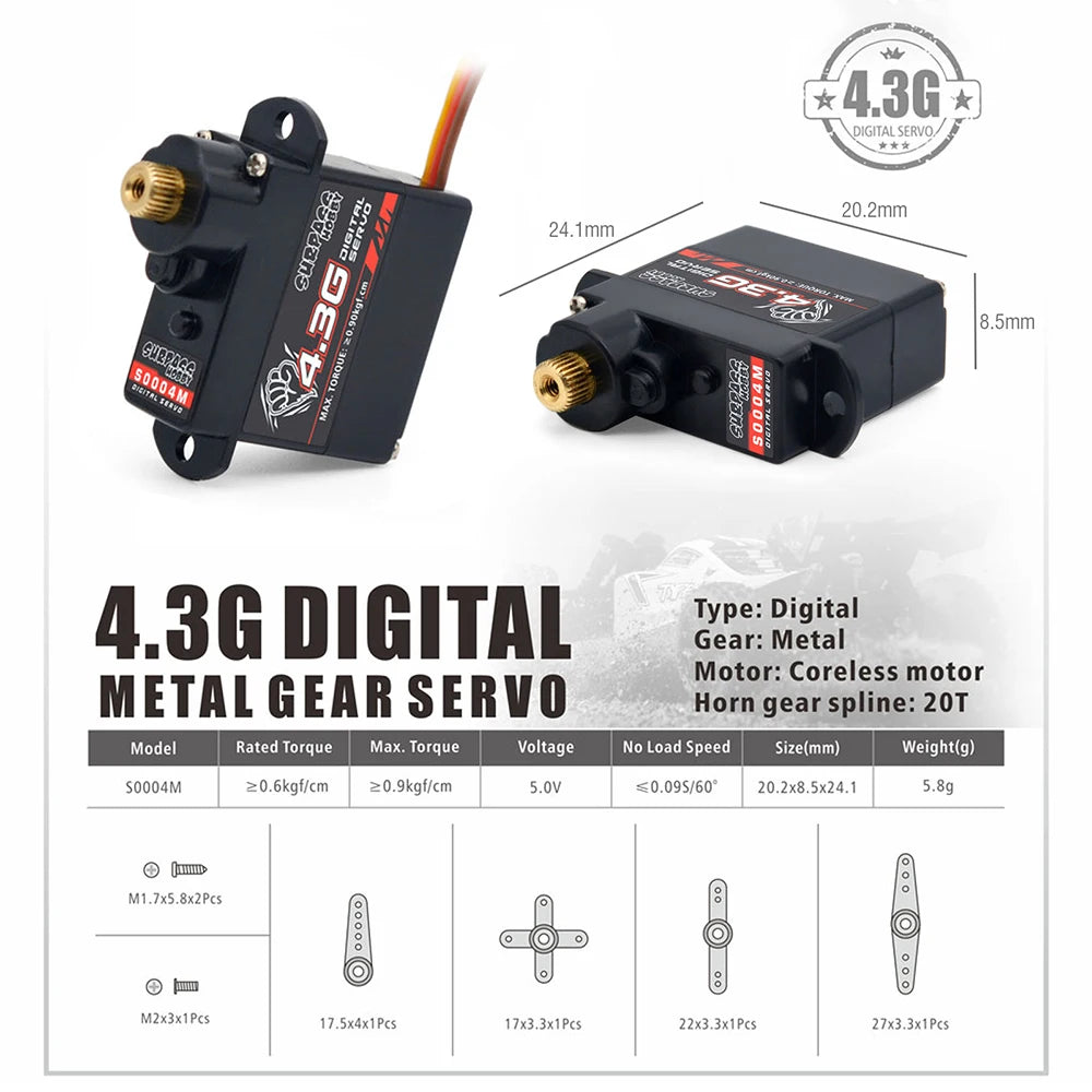 RC Airplane Digital Servo 2g 3.7g 4.3g 6g 8g Micro Plastic Gear Mini Servos for 1/24 RC Car Airplanes Fixed-wing Helicopter