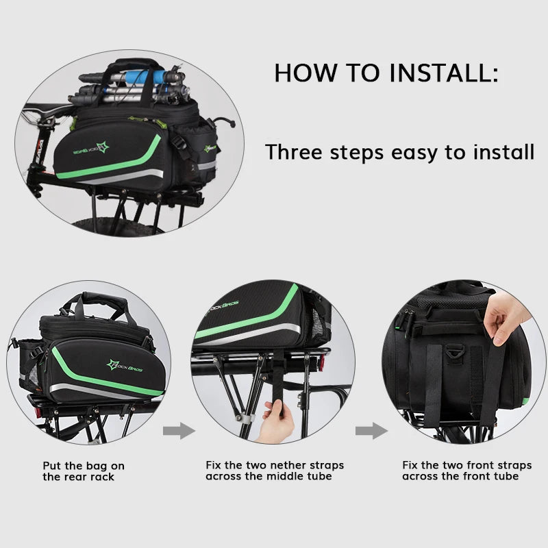 RockBros 3 In 1 Bike Panniers Carrier Waterproof Trunk Bags