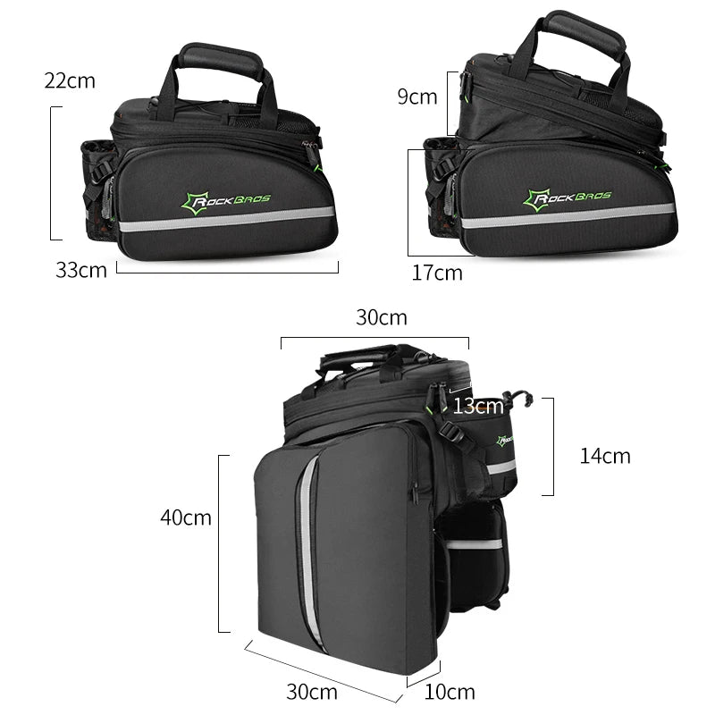 RockBros 3 In 1 Bike Panniers Carrier Waterproof Trunk Bags