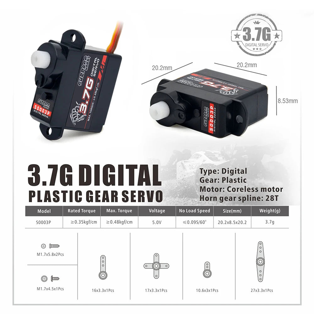 RC Airplane Digital Servo 2g 3.7g 4.3g 6g 8g Micro Plastic Gear Mini Servos for 1/24 RC Car Airplanes Fixed-wing Helicopter