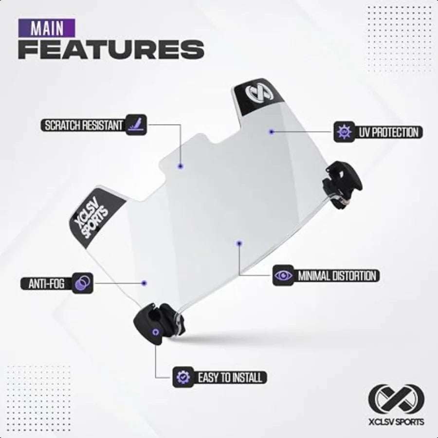 Hign-concerned Football Helmet Visor Anti Fog UV Block Clear Shield