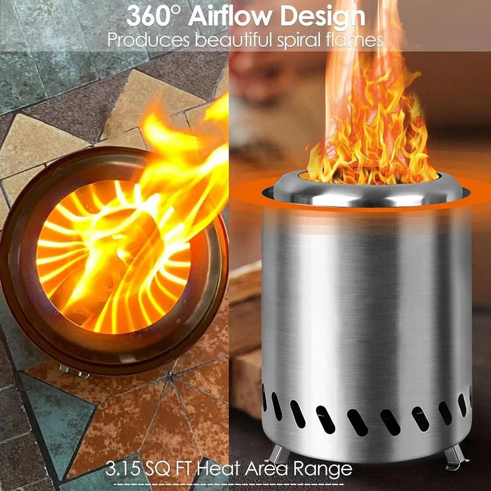 Smokeless Tabletop Fire Pit Stainless Steel Mini Tabletop Firepit Indoor Outdoor Table Top Firepit for Patio and Outdoor Camping