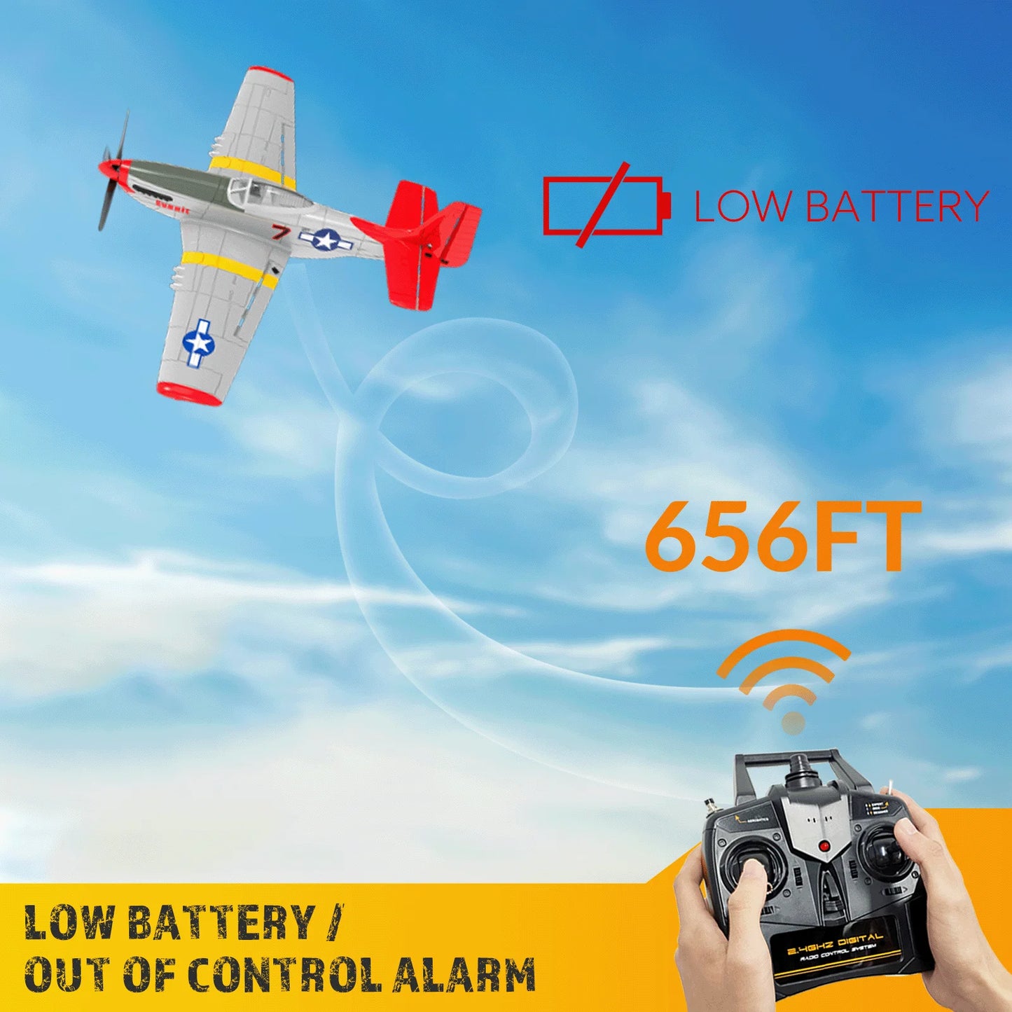 Volantex P51 Mustang RTF RC Plane One Key Aerobatic Gift