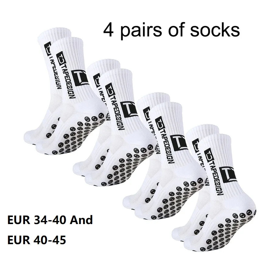 Football Socks Mid Tube Glued Non Slip Breathable 4 Pairs