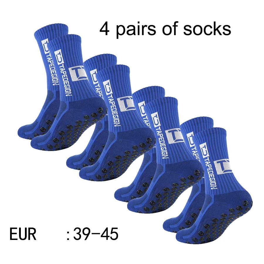 Football Socks Mid Tube Glued Non Slip Breathable 4 Pairs