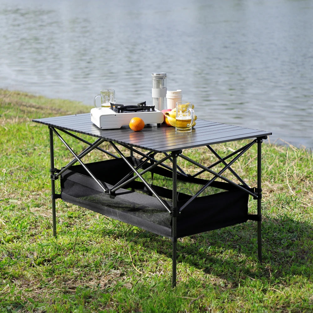 Set Of 3 Folding Outdoor Table And Chair Set Black Grey