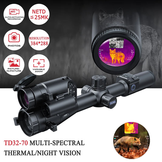 PARD TD32/TD62 LRF Multi-Spectral Thermal and Night Vision Scope for Hunting Optics, IR Red Dot, Circular Screen