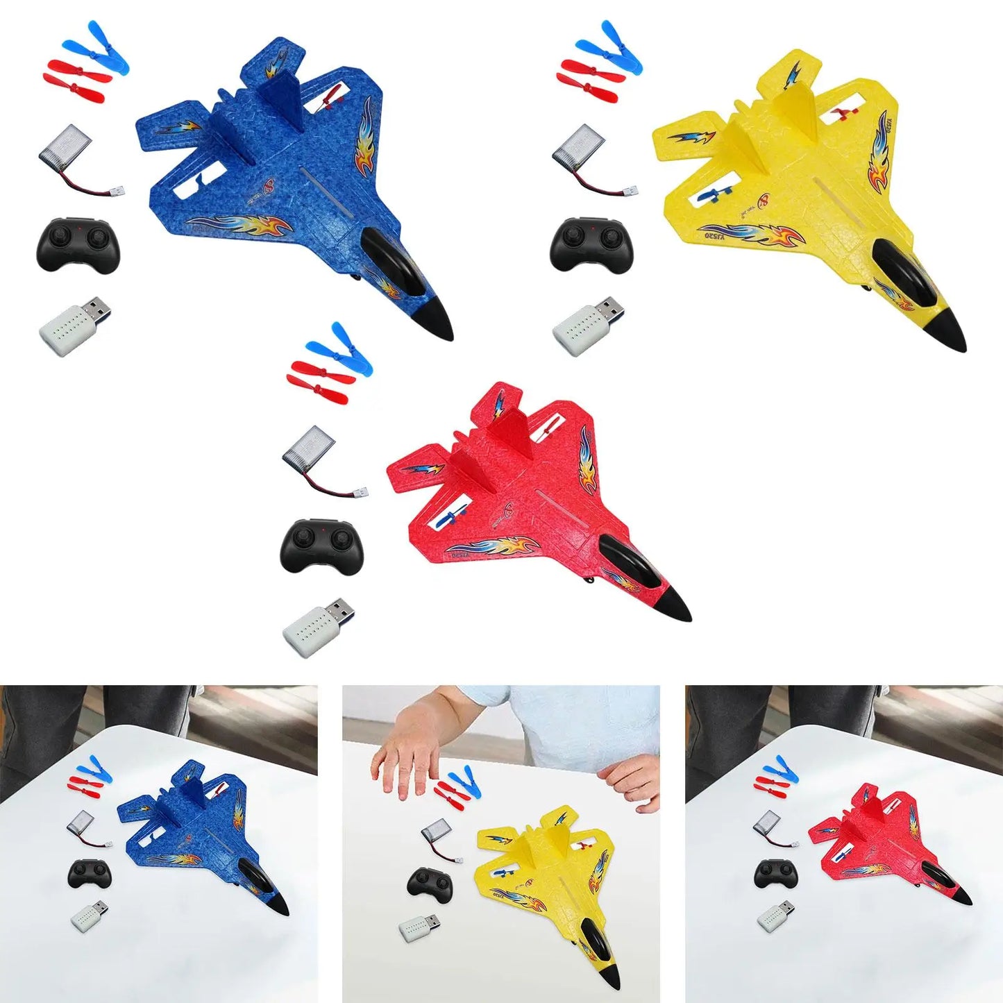 Foam RC Airplane Toy Rechargeable Remote Control Plane with Gyro Night Flight LED Glider for Children Adult Training