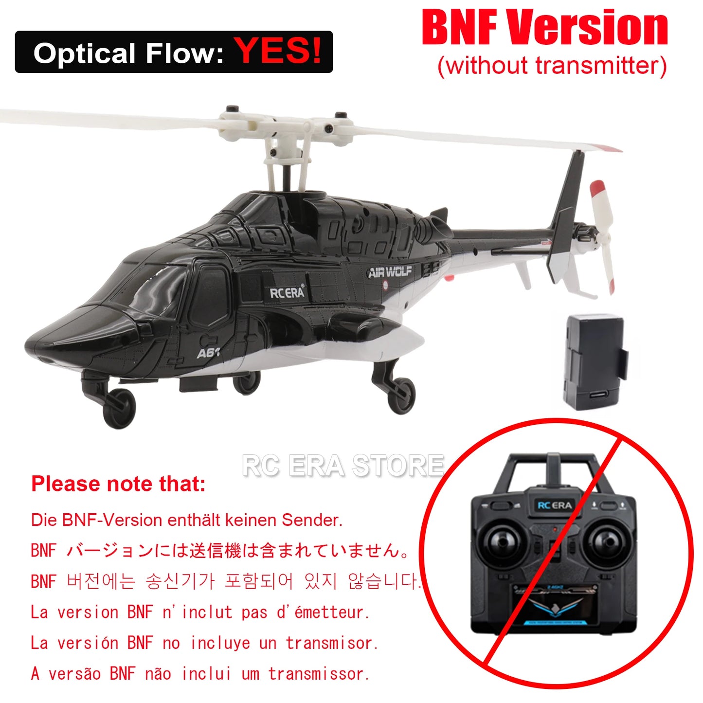 RC ERA A61 Mini Airwolf 4CH RC Helicopter 2.4G 6-Aixs Gyro Stabilized Altitude Hold Remote Control Helicopter Toys For Kid Adult