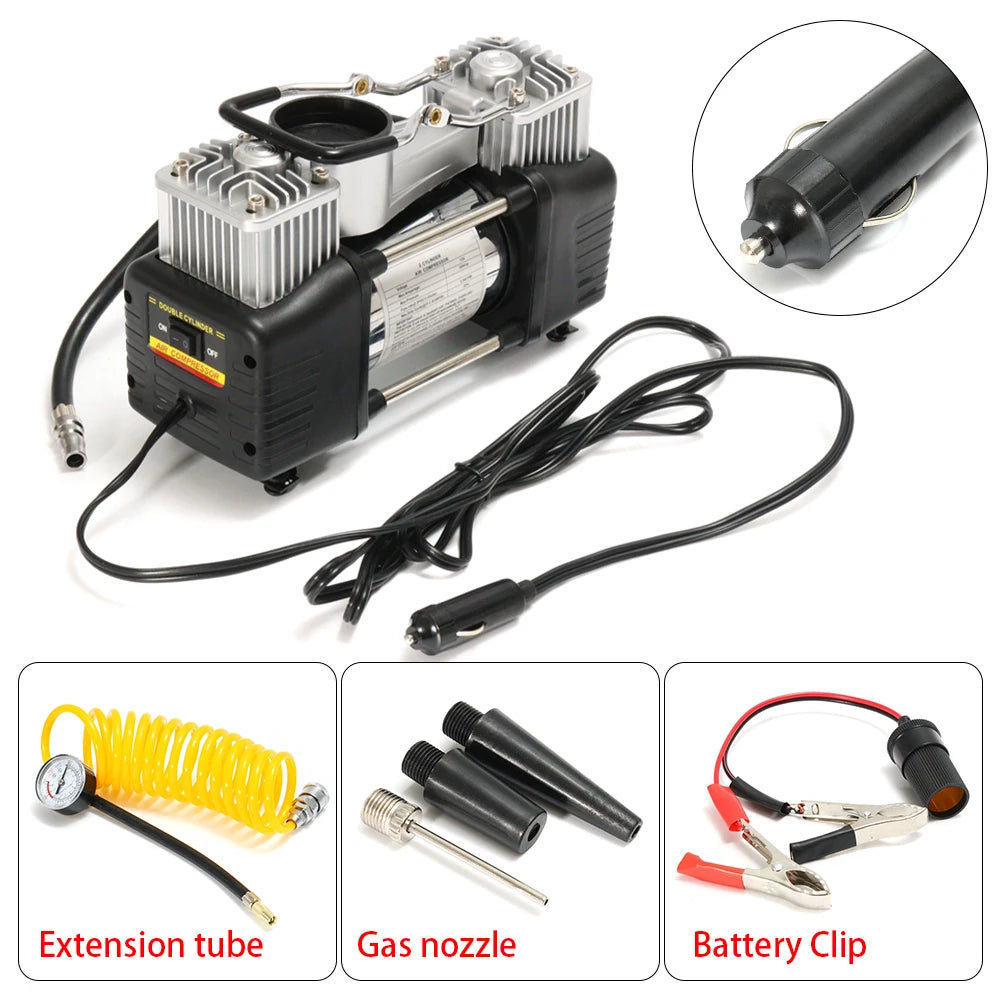 12V Air Compressor Portable Pressure Pump Set Car Mounted Electric Air Pump With Pressure Gauge And Automatic Inflation Pump