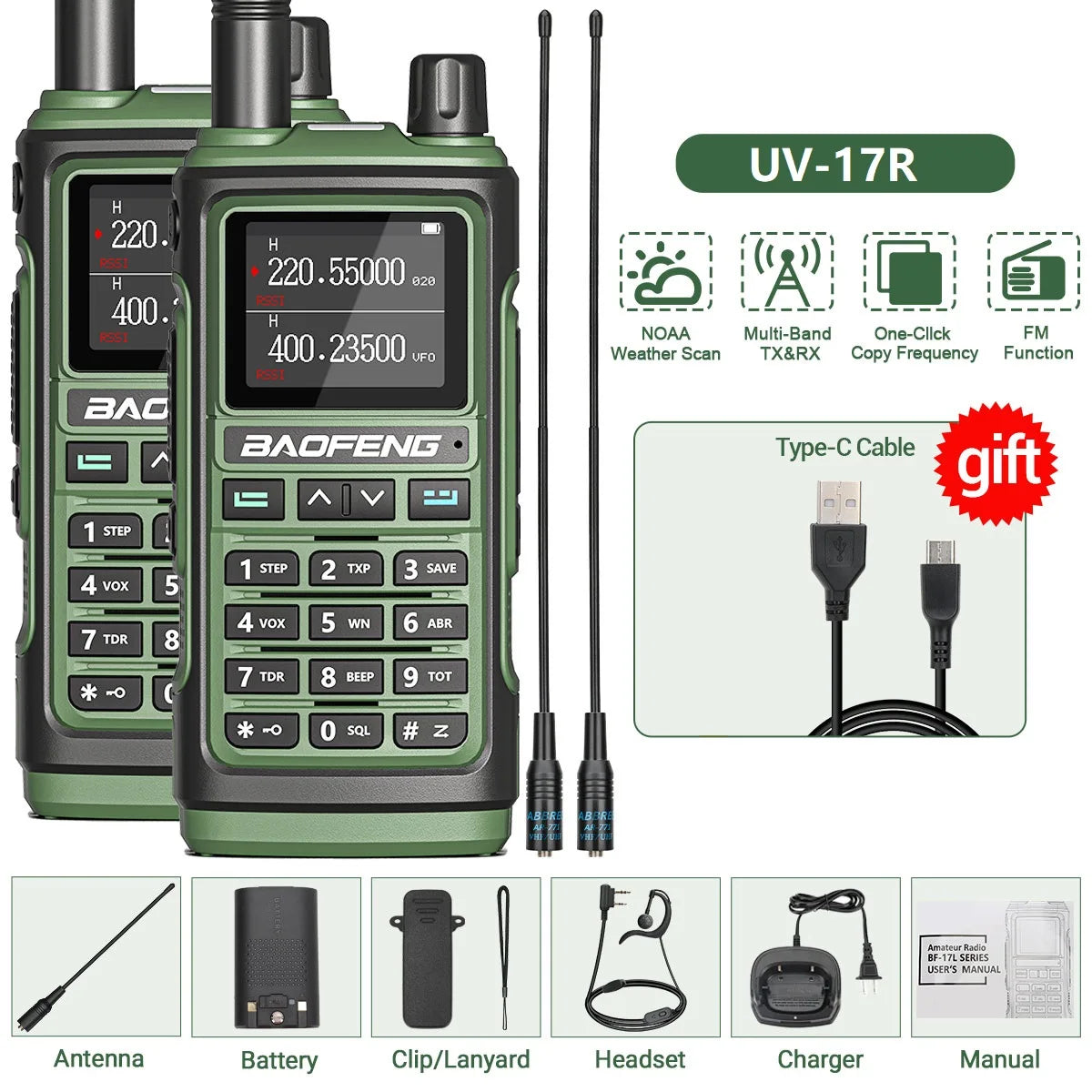 Baofeng UV 17R Walkie Talkie Tri Band Long Range 5W