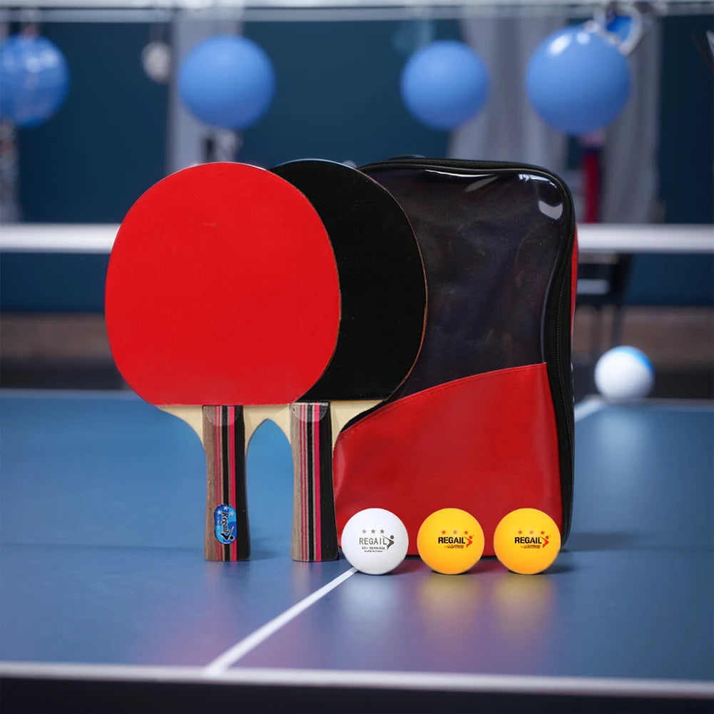 Non Slip Ping Pong Rackets Set with 2 Paddles 3 Balls and Storage Bag Ideal for Advanced Table Tennis Training