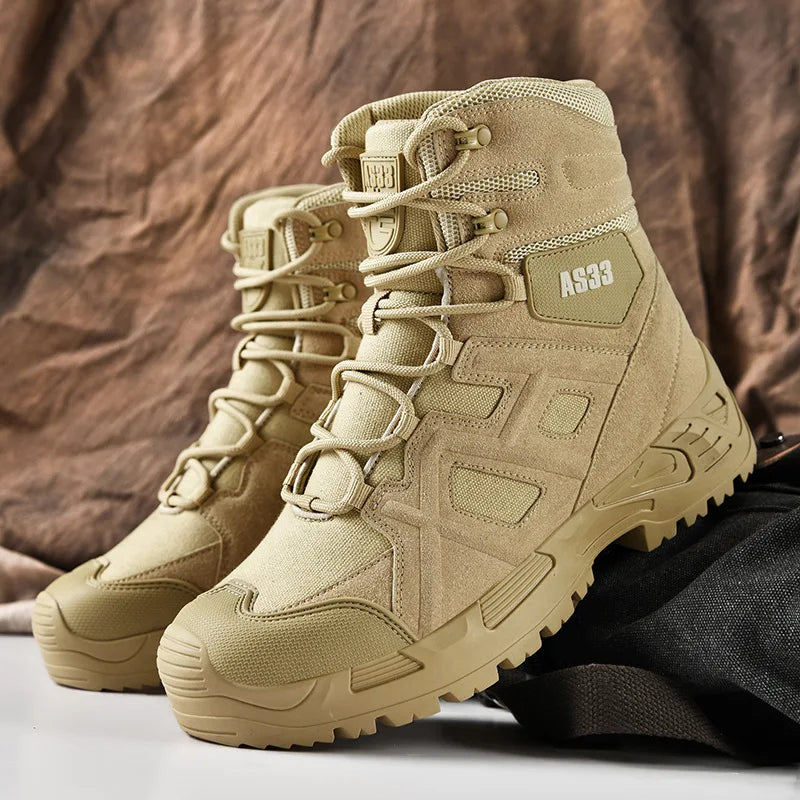 Male Camping Training Shoes Combat Desert Ankle Boots Outdoor New Army Tactical Boots Men Summer Climbing Military Hiking Boots