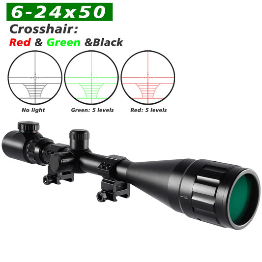 6-24x50 Hunting Deer Air Rifle Scope Wire Rangefinder Reticle Crossbow Mil Dot Reticle Riflescope Tactical Optical Sights