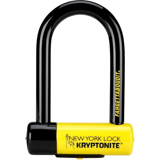 Kryptonite New York FAHGETTABOUDIT Mini Bike U-Lock, Heavy Duty Anti-Theft Bicycle U Lock Sold Secure Gold