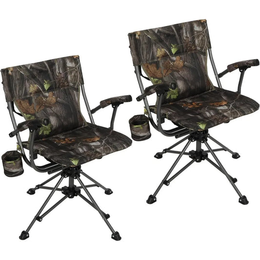 360 Degree Swivel Hunting Chair for Blinds, Folding Hunting Seats with Armrest for Camping Backpacking Fishing