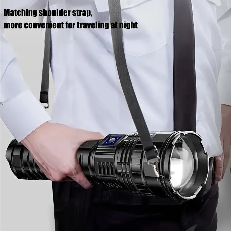 KEWEN Super Bright LED Flashlight Adjustable Zoom USB Type C