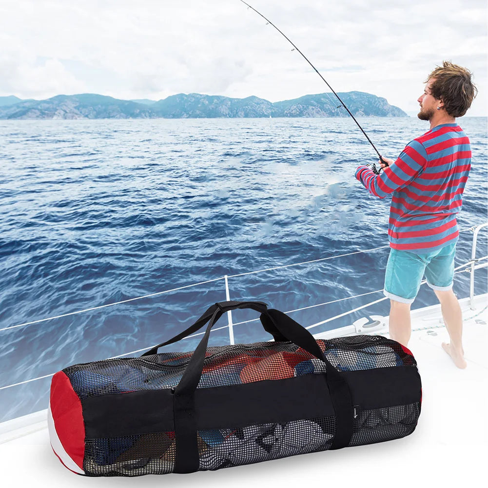 Extra Large Scuba Diving Mesh Tote With Adjustable Strap