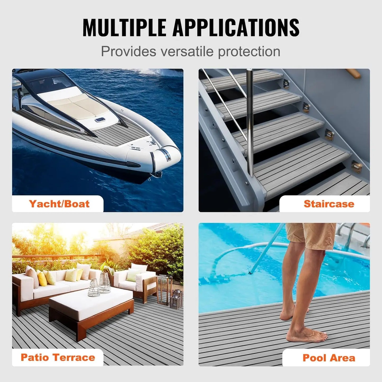 3 Sizes EVA Foam Faux Teak Boat Decking Mat Self Adhesive