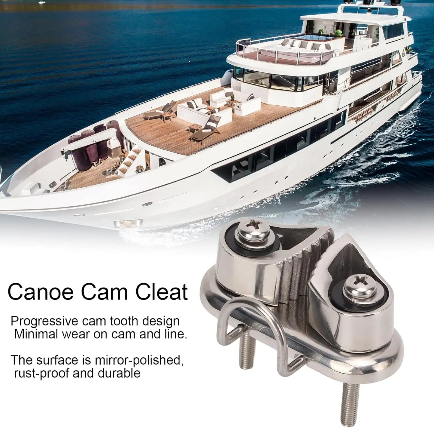 Sailboat Cam Cleat With Ring 316 Stainless Steel 10mm Rope