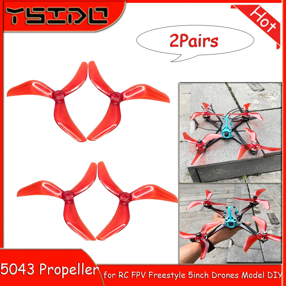 2Pairs RC Airplanes Propeller 5043 5X4.3X3 High-performance Propeller for RC FPV Freestyle 5inch Drones Model DIY Upgrade Parts