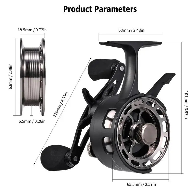 Ice Fishing Inline Freespool Reel Large Spool Wear Resistant 31BB