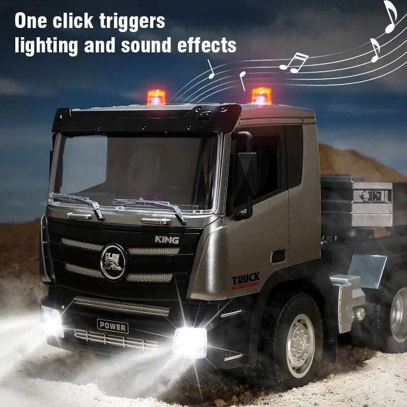 Huina 1318 1/24 RC Trailer Truck Tractor 2.4G Remote Control Construction Radio Control Flatbed RC Truck Toys For Boys Kids Gift