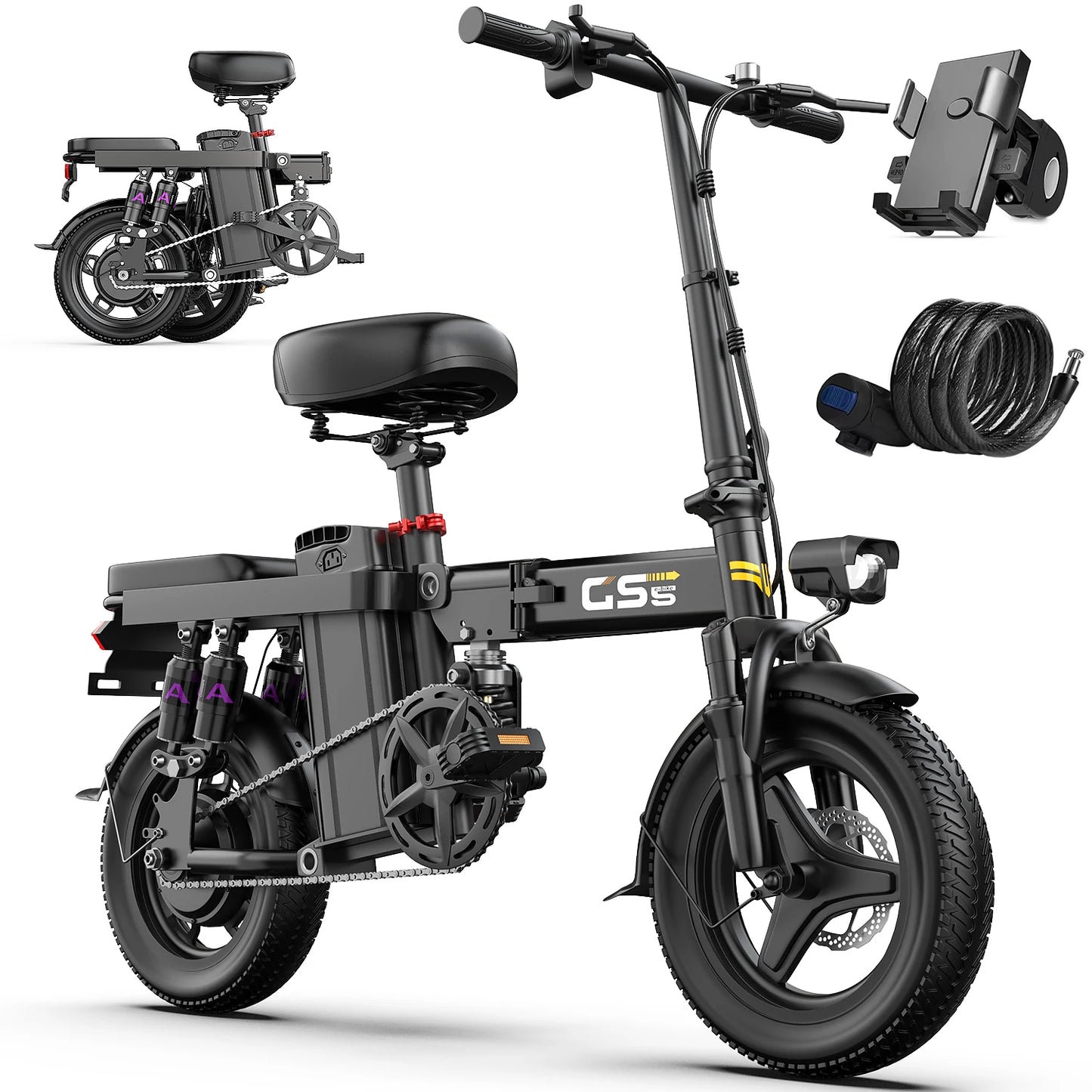 UPlee GS5 48V 15Ah Folding Electric Bike 30MPH 35 Miles