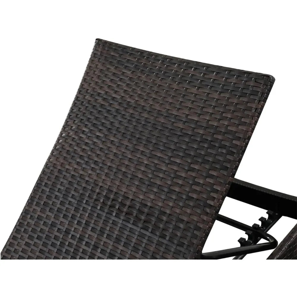 PE Rattan Adjustable Backrest Chaise Lounge Set 2 Poolside